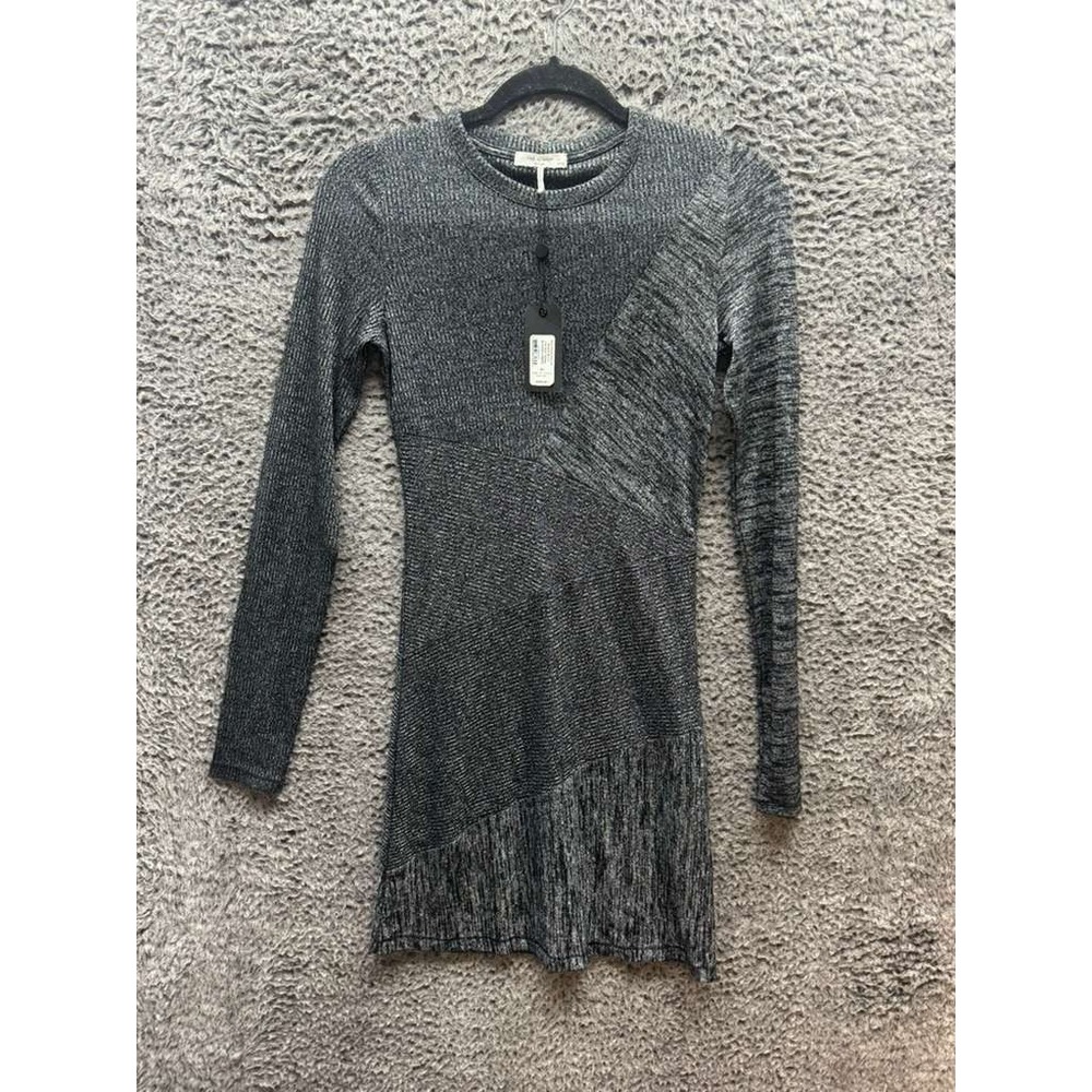 NWT Rag & Bone Knit Tonal Blocked Long Sleeve Dress Black Multi Womens‎ Size XS